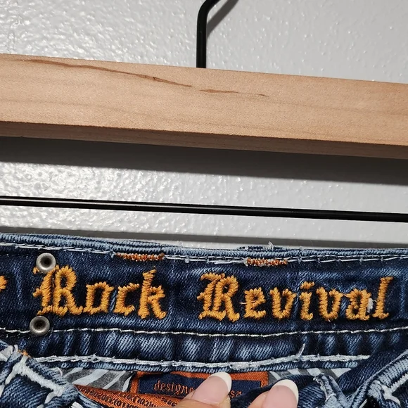 ROCK REVIVAL Betty Jeans Womens Size 23 Bootcut Y2K Bling Distressed Rhinestones - Picture 11 of 15